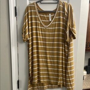 Women's Striped V-Neck Top - Mustard by Universal Thread